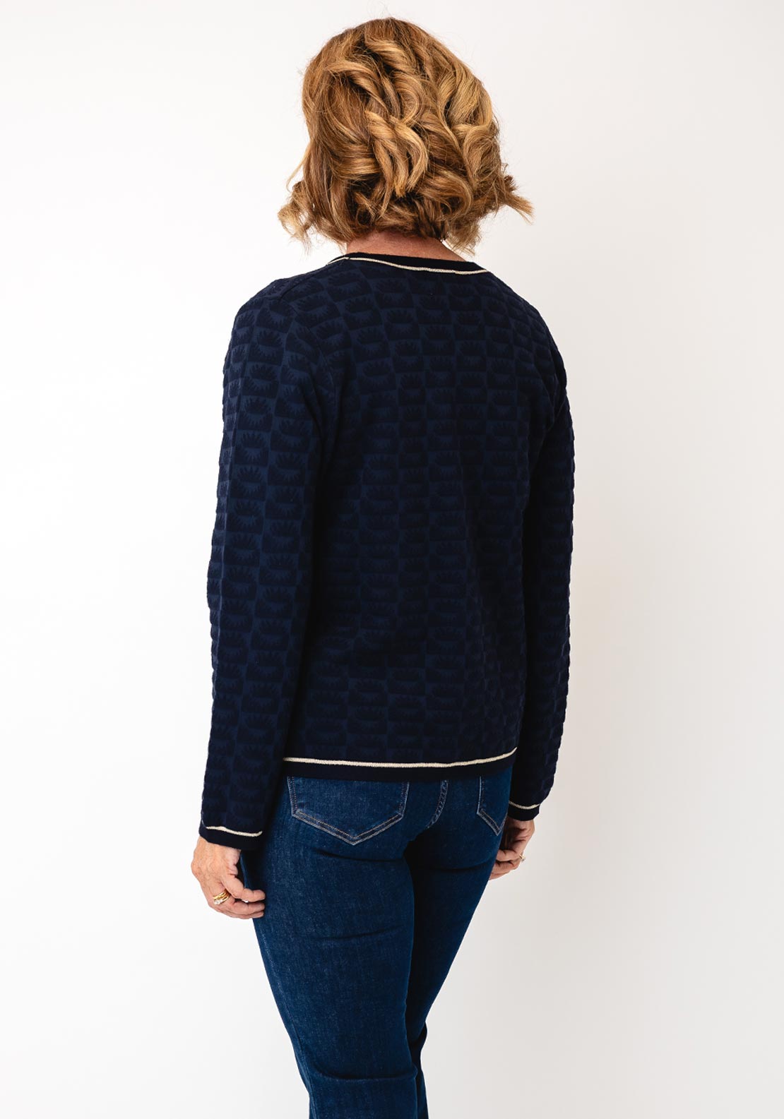 Leo & Ugo Top & Cardigan Co-Ord, Navy & Gold