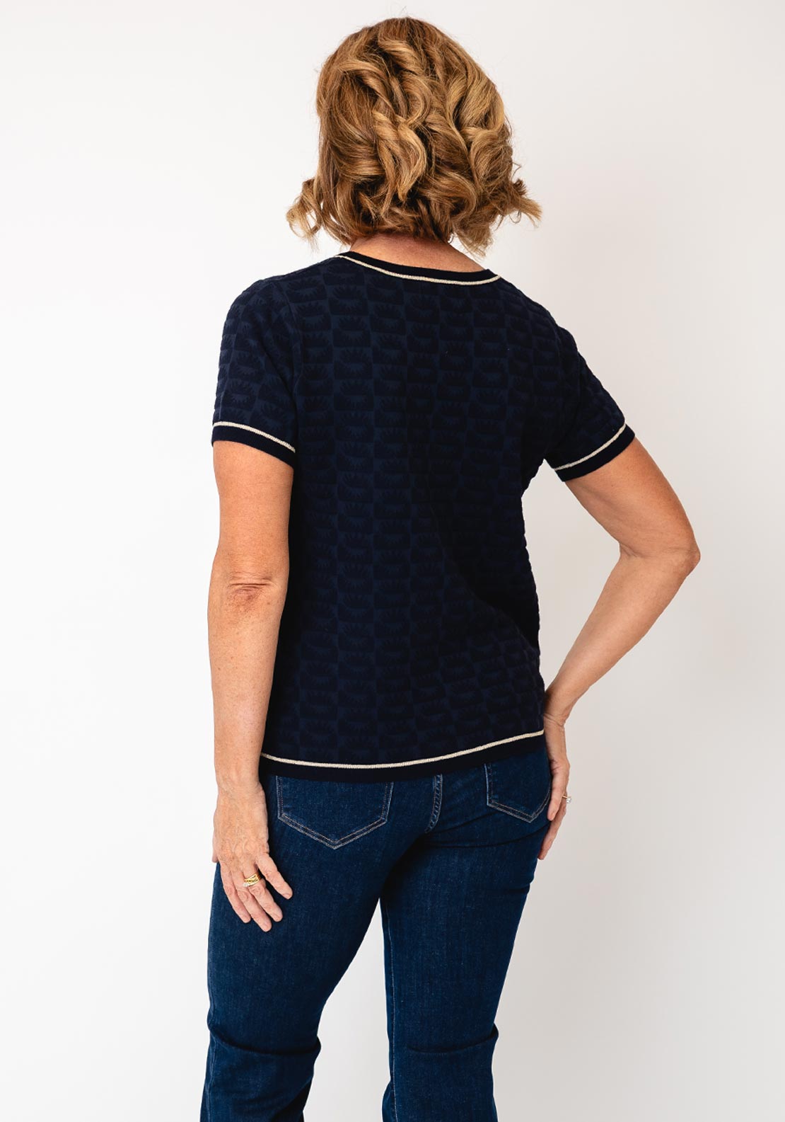 Leo & Ugo Top & Cardigan Co-Ord, Navy & Gold