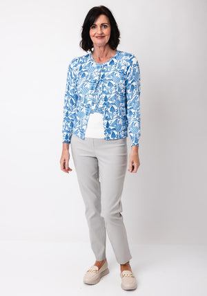 Leo & Ugo Printed Sweater and Cardigan Twinset, Blue