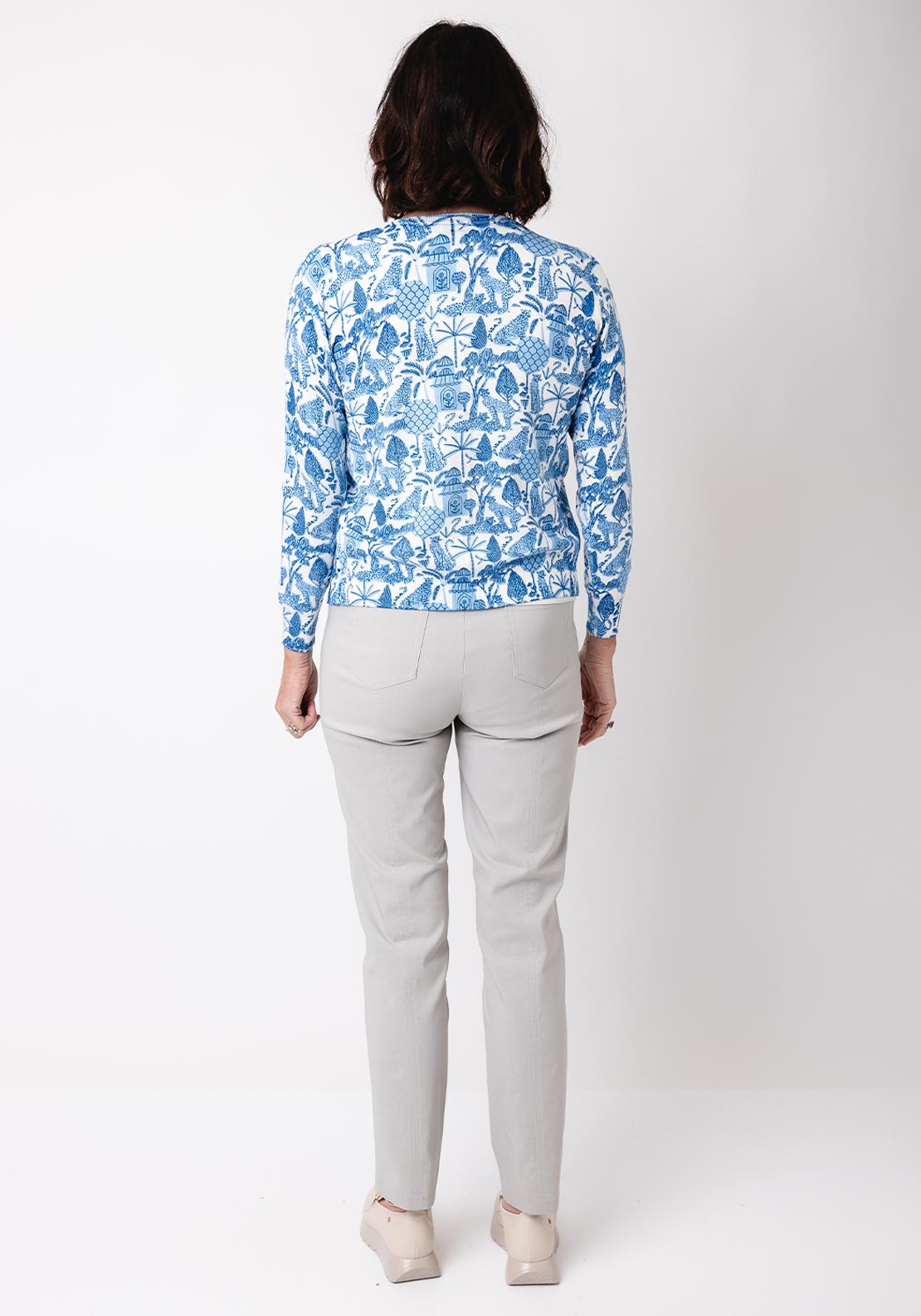 Leo & Ugo Printed Sweater and Cardigan Twinset, Blue