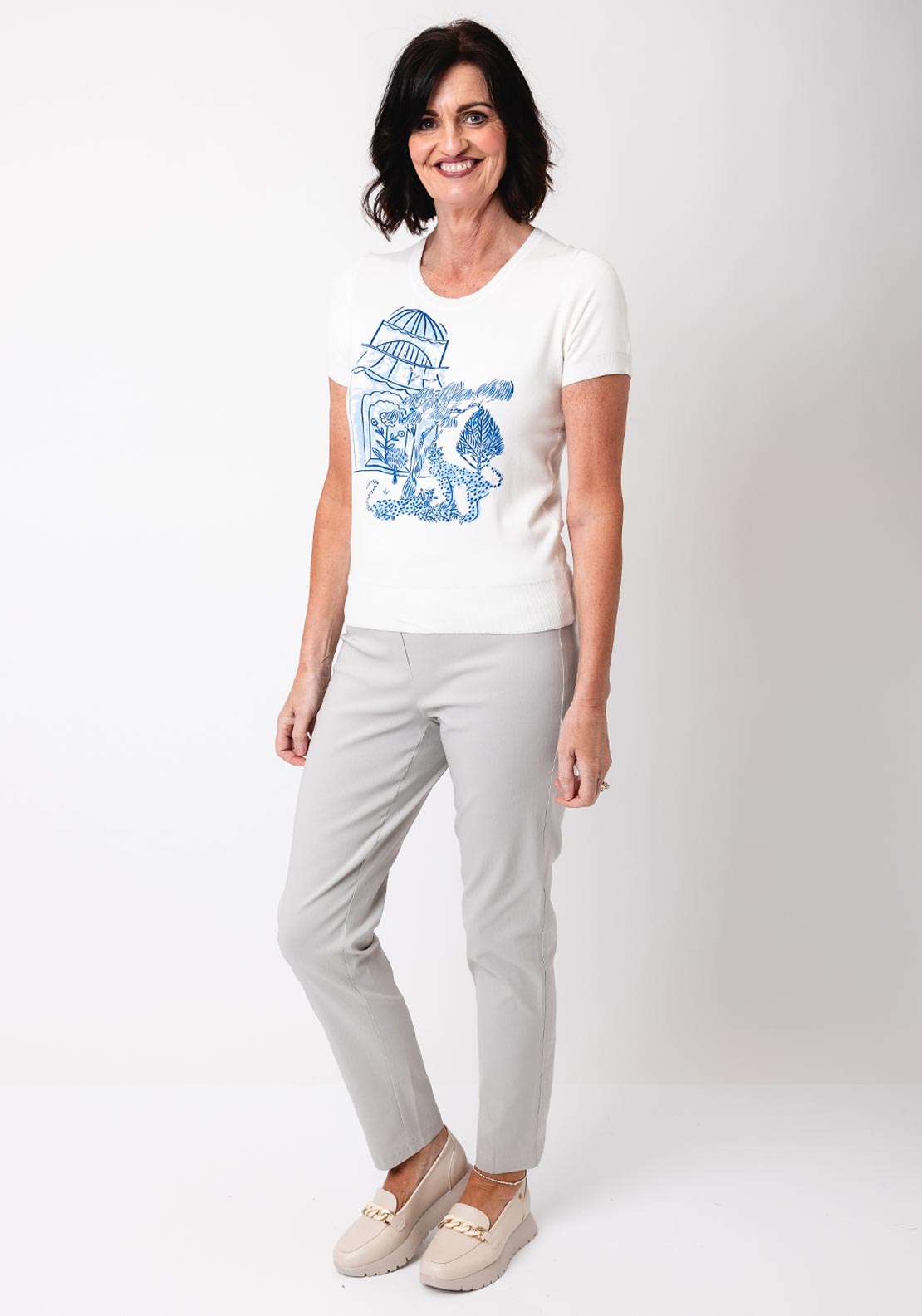 Leo & Ugo Printed Sweater and Cardigan Twinset, Blue