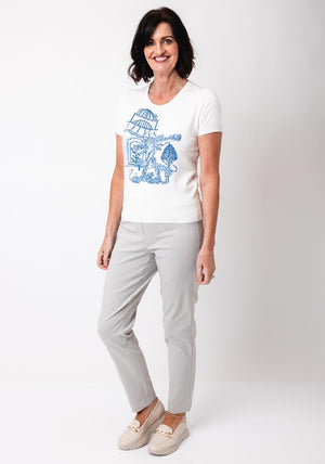 Leo & Ugo Printed Sweater and Cardigan Twinset, Blue