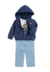 Levi’s Baby Boy Full Zip Hoodie 3 Piece Outfit, Navy