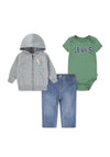 Levi’s Baby Boy Vest Jeans and Jacket Set, Green