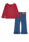 Levi’s Baby Girl Top and Ruffle Jean Set, Red