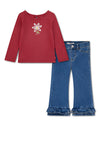 Levi’s Baby Girl Top and Ruffle Jean Set, Red