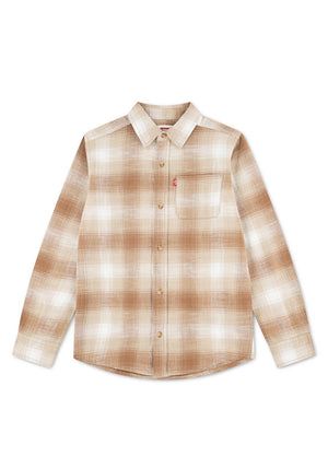 Levi’s Older Boy Check Long Sleeve Shirt, Beige