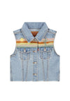 Levi’s Girls Embroidered Sleeveless Denim Vest, Blue