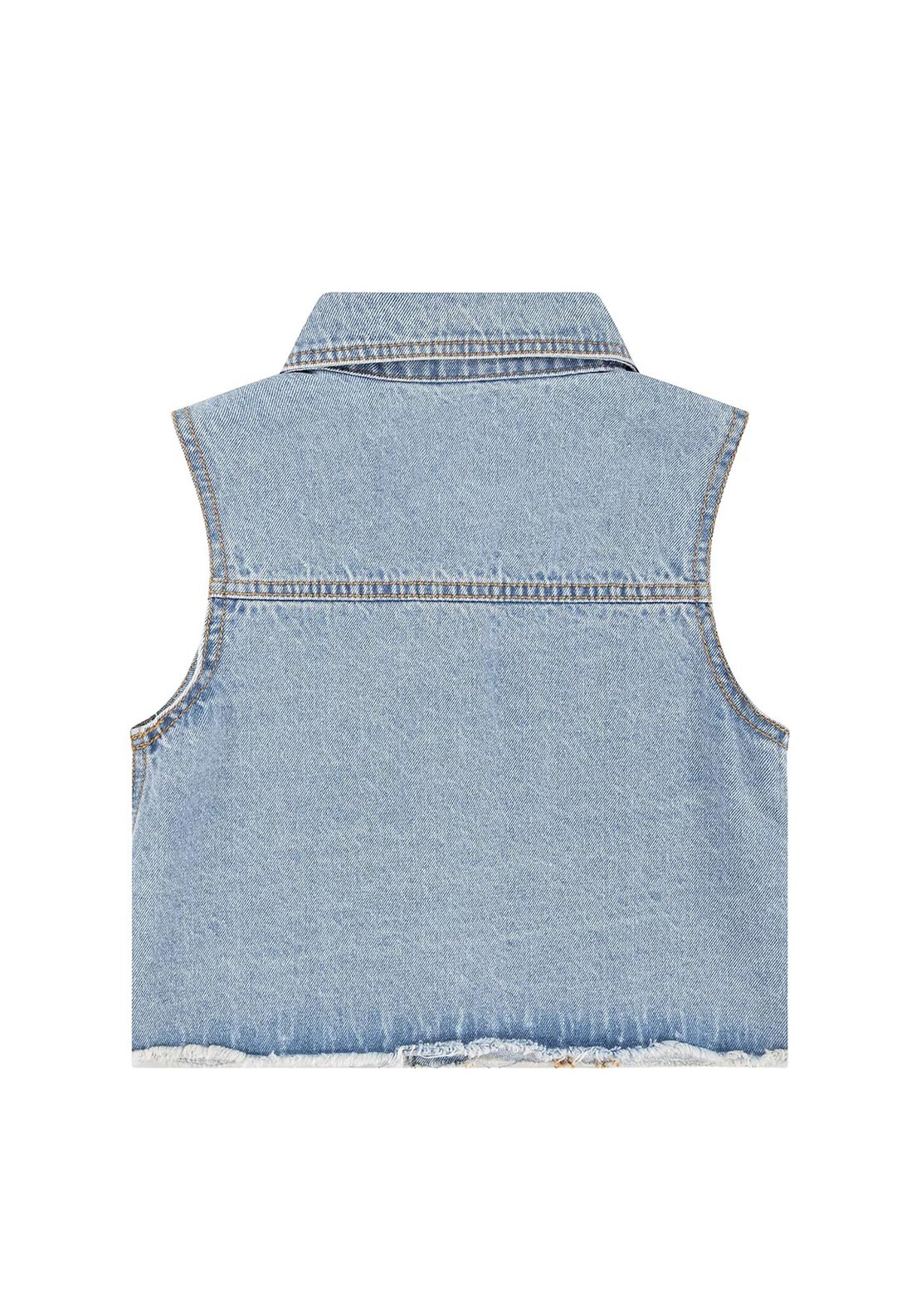 Levi’s Girls Embroidered Sleeveless Denim Vest, Blue