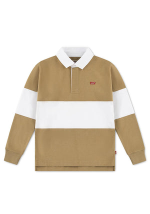 Levi’s Older Boy Timeless Stripe Rugby Polo Top, Tan