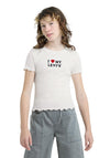 Levi’s Girl I Love My Levis Short Sleeve Tee, Off White