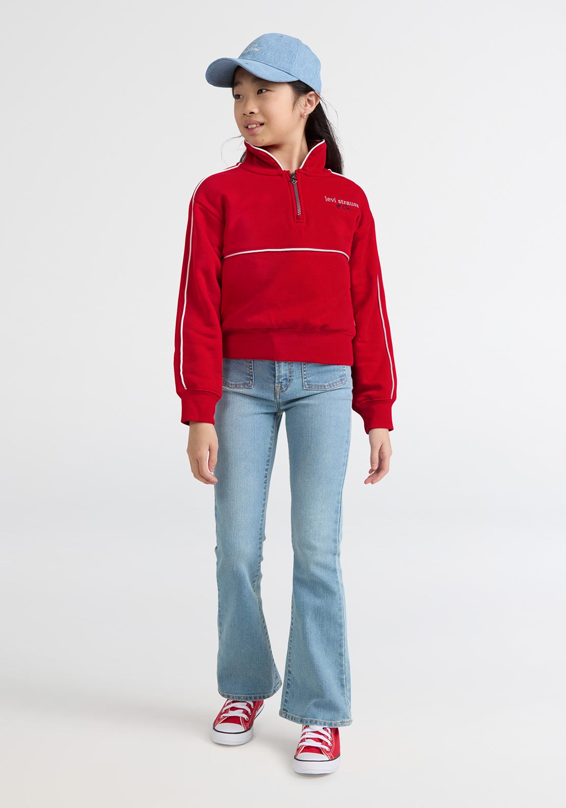 Levi’s Girl Long Sleeve Half Zip Sweater, Red