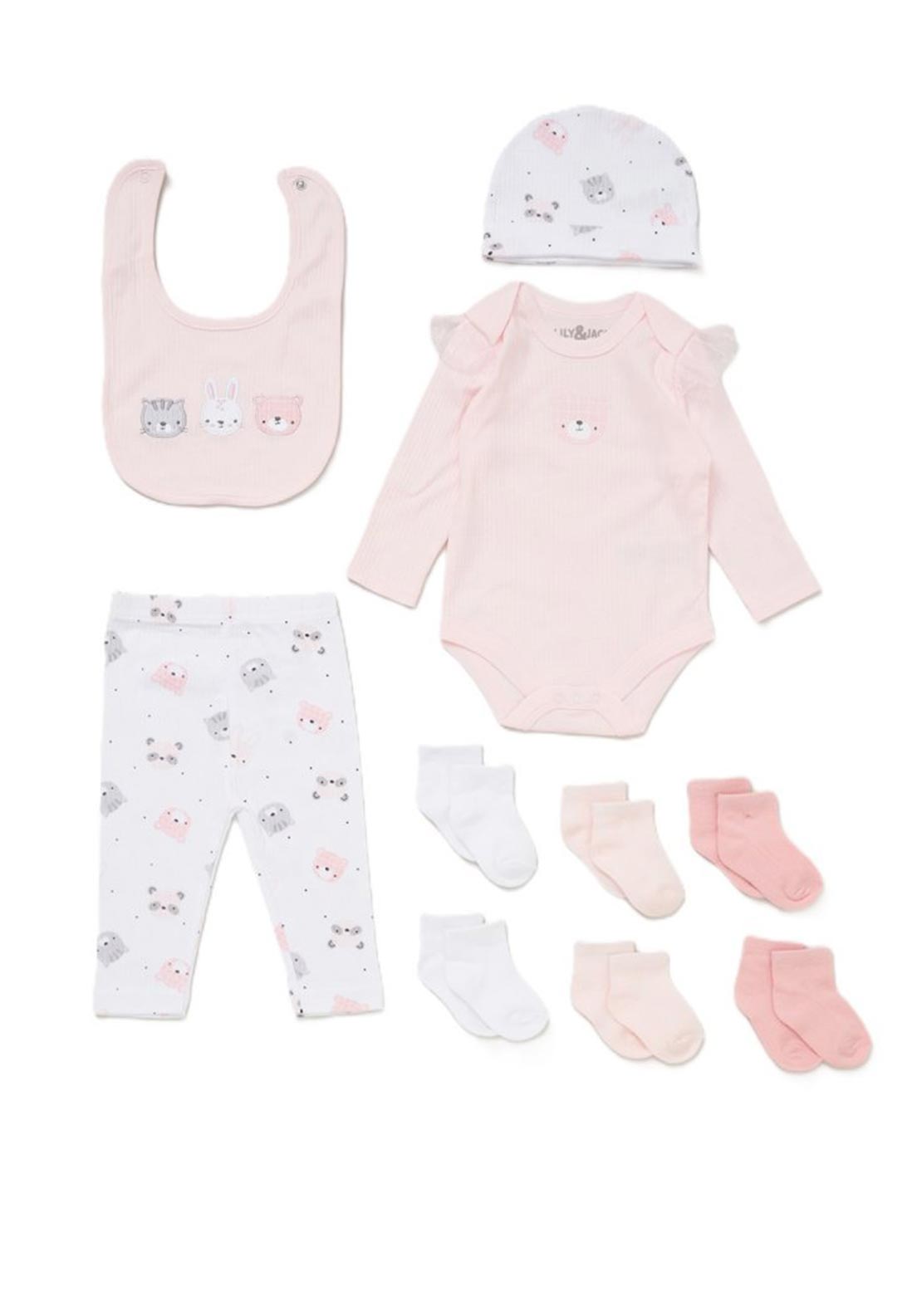 Sheelin Baby Girls 10 Piece Set, Pink