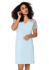 Lingadore Lace Short Sleeve Nightdress, Blue