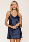 Lingadore Satin Look Spaghetti Strap Chemise, Navy