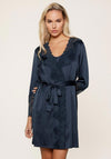Lingadore Lace Satin Look Robe, Navy
