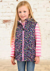 Little Lighthouse Girl Alex Floral Print Waterproof Gilet, Navy