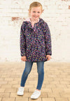 Little Lighthouse Girl Freya Floral Print Waterproof Coat, Navy