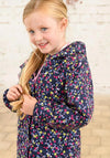 Little Lighthouse Girl Freya Floral Print Waterproof Coat, Navy