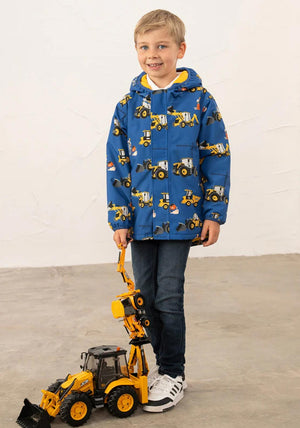 Little Lighthouse Boys Finlay JCB Hooded Coat, Blue