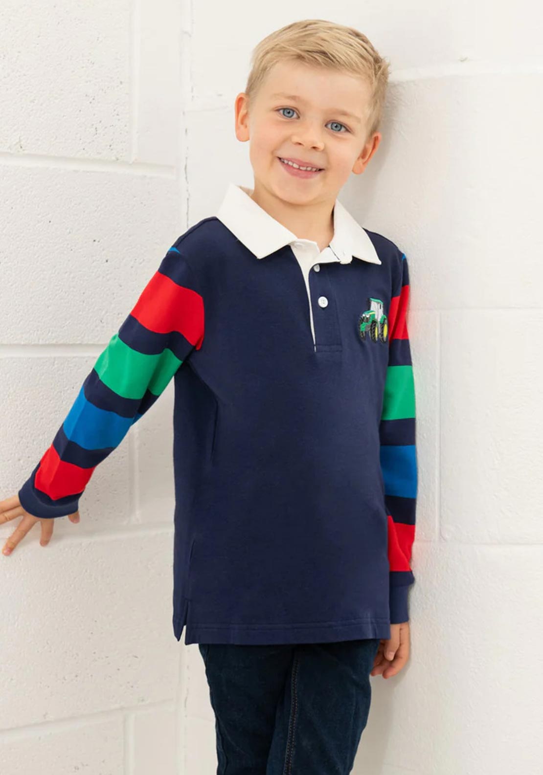Little Lighthouse Boys Rafferty Tractor Long Sleeve Top, Green