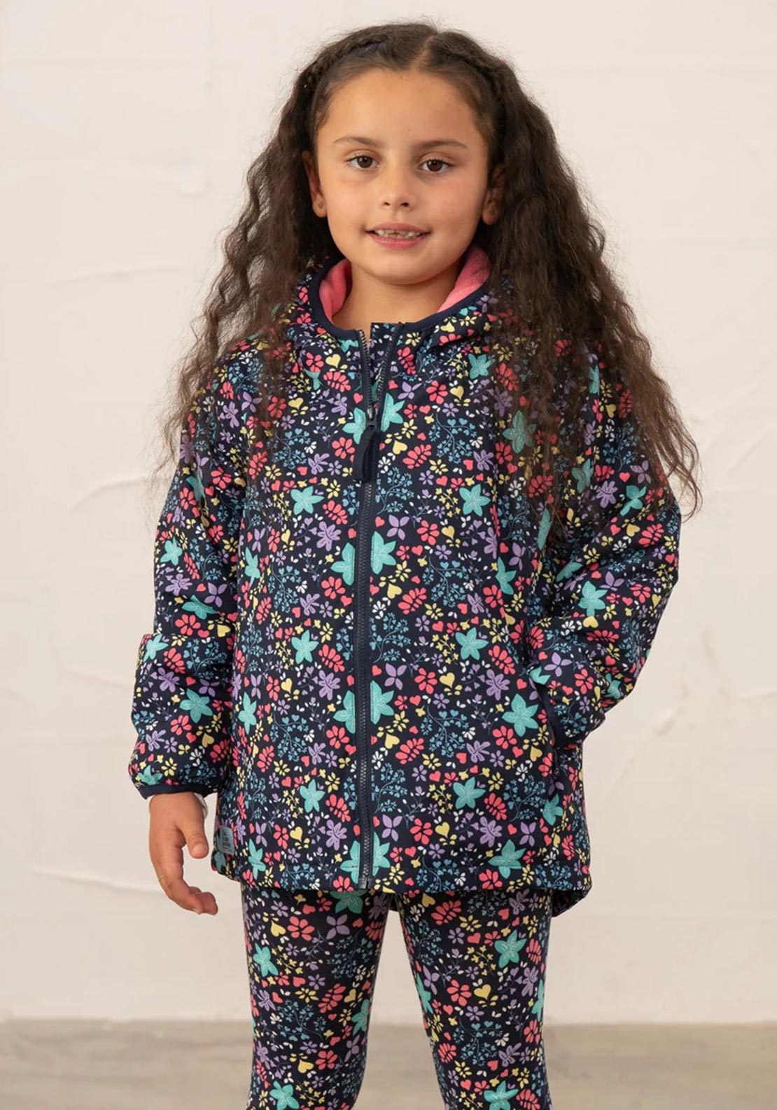 Little Lighthouse Girls Quinn Floral Coat, Navy