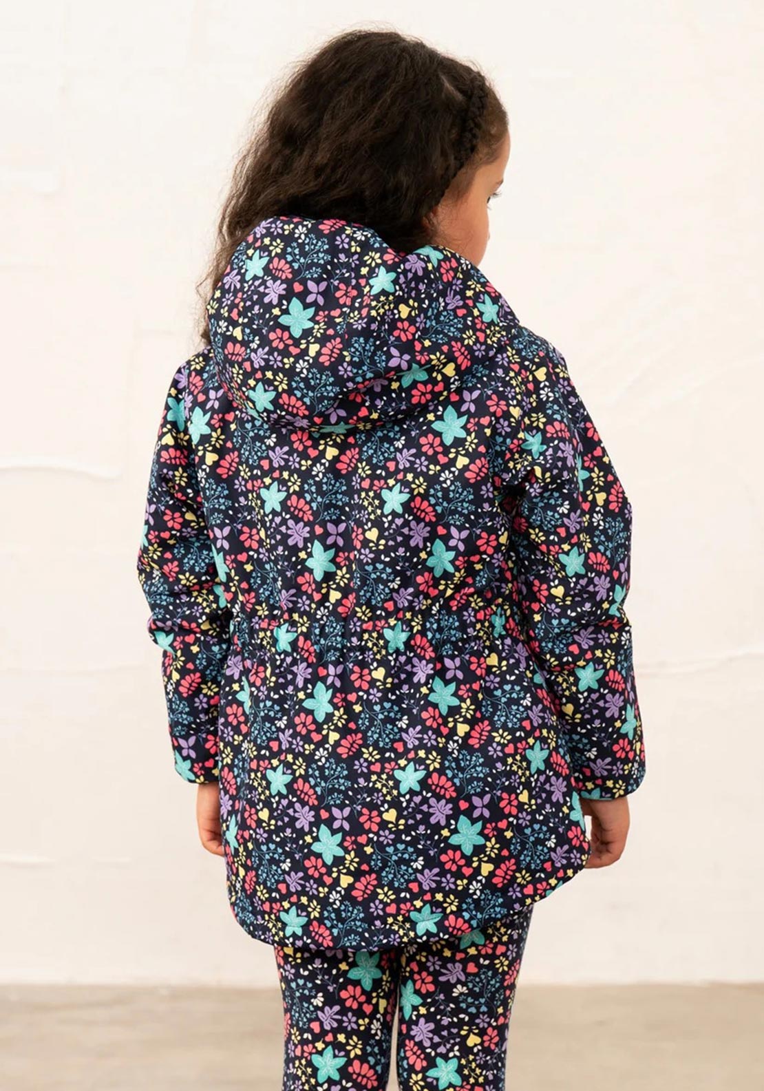 Little Lighthouse Girls Quinn Floral Coat, Navy