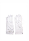Little People Embellished Floral Satin Communion Gloves, White