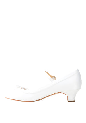 Perfect Kids Beth Satin Bow Communion Shoes, White
