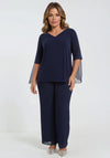 Lizabella Flowy Top & Trousers Co-Ord, Navy