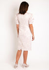 Lizabella Square Neckline Rose Embossed Knee Length Dress, Oyster