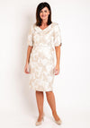 Lizabella Floral Embossed Knee Length Dress, Gold