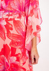 Lizabella Pleated Bodice Floral Print Chiffon Midi Dress, Coral