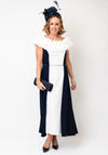 Lizabella Ruffle Bodice Cape Skirt Dress, Navy