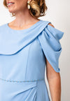 Lizabella Drape Panel Asymmetric Pencil Dress, Sky Blue