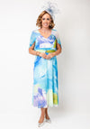Lizabella Floral Print Cape Sleeve Fit & Flare Dress, Blue