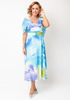 Lizabella Floral Print Cape Sleeve Fit & Flare Dress, Blue
