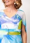 Lizabella Floral Print Cape Sleeve Fit & Flare Dress, Blue