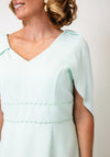 Lizabella Cape Sleeve V Neck Pencil Dress, Mint Green