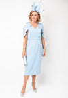 Lizabella Cape Sleeve V Neck Pencil Dress, Sky Blue