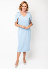 Lizabella Cape Sleeve V Neck Pencil Dress, Sky Blue