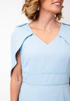 Lizabella Cape Sleeve V Neck Pencil Dress, Sky Blue
