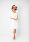Lizabella Embellished Ruffle Trim V Neck Dress, Off White