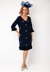 Lizabella Embellished Ruffle Trim V Neck Dress, Navy