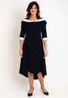 Lizabella Boat Neck Dipped Hem Dress, Navy