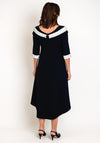 Lizabella Boat Neck Dipped Hem Dress, Navy