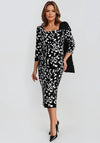 Lizabella Print Bow Detail Pencil Midi Dress, Black