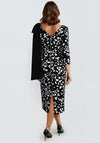 Lizabella Print Bow Detail Pencil Midi Dress, Black