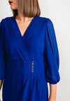 Lizabella Chiffon Wrap Midi Dress, Royal Blue