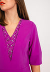 Lizabella Embellished V Neck Pencil Dress, Fuchsia